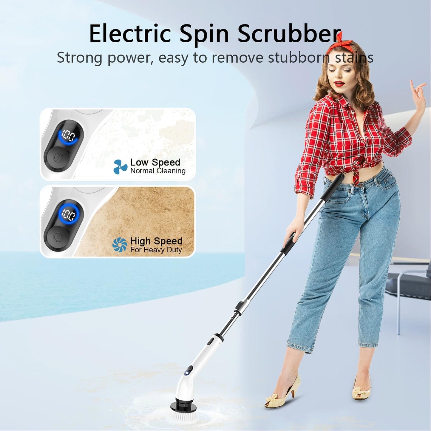 Electric Spin Scrubber, Cordless Cleaning Brush for Bathroom and Home IPX7 waterproof