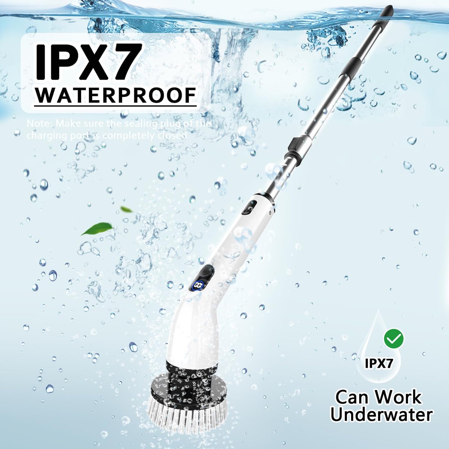 Electric Spin Scrubber, Cordless Cleaning Brush for Bathroom and Home IPX7 waterproof